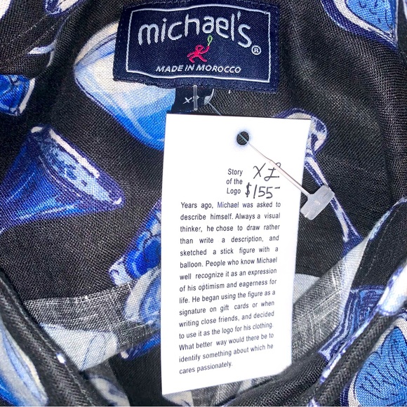 Michael’s 100% Linen Men’s Long Sleeve Shirt with Cocktail glasses. NWT. - Picture 14 of 16